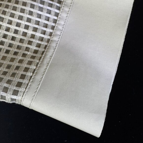 Lafayette 148 Beige Mesh Grid & Faux Leather Evening Jacket, Size M - Picture 3 of 7